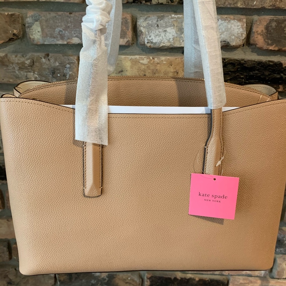 Kate spade light fawn LARGE MARGAUX work tote NEW - Picture 9 of 10